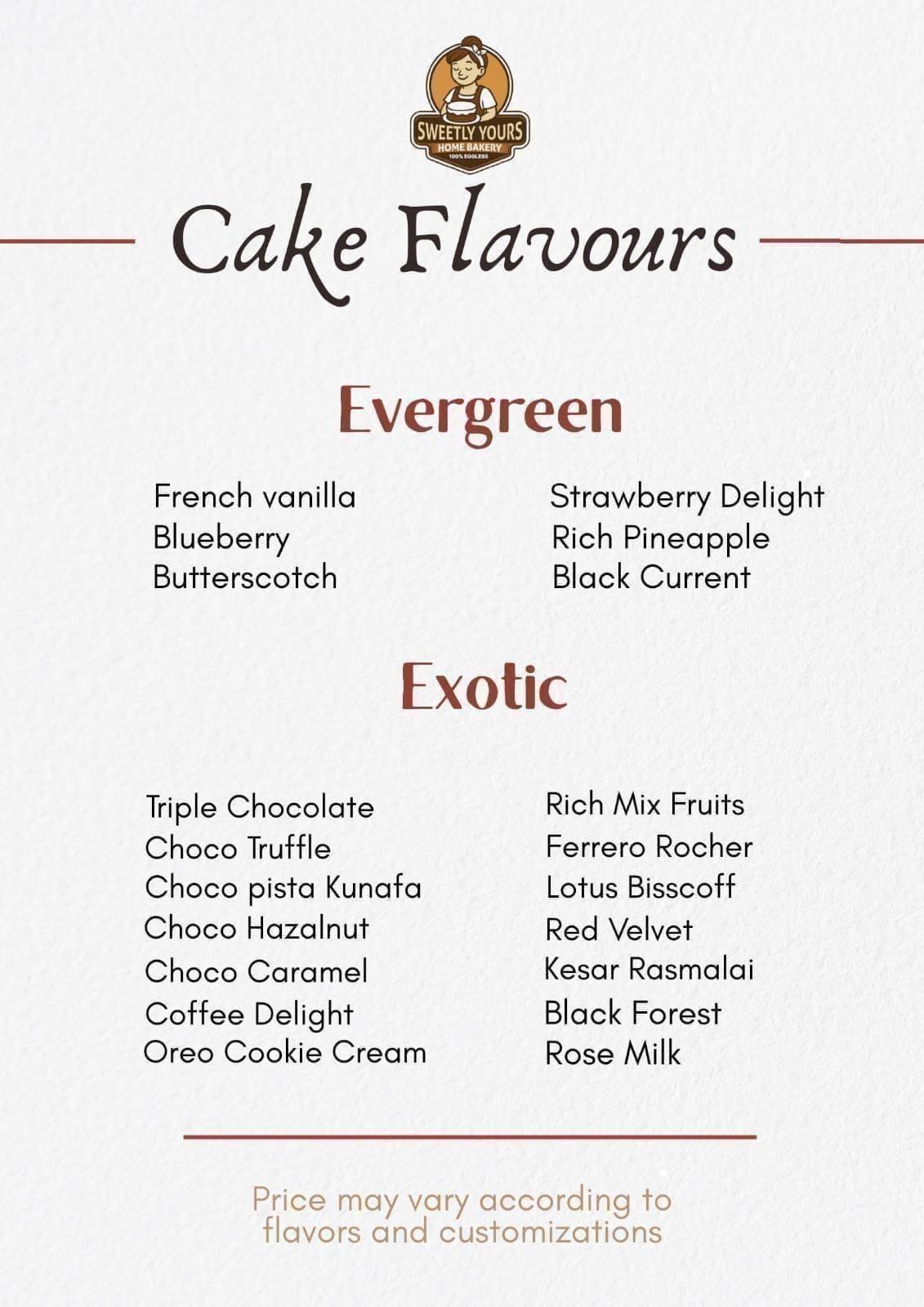 Sweetly Yours cake flavour poster